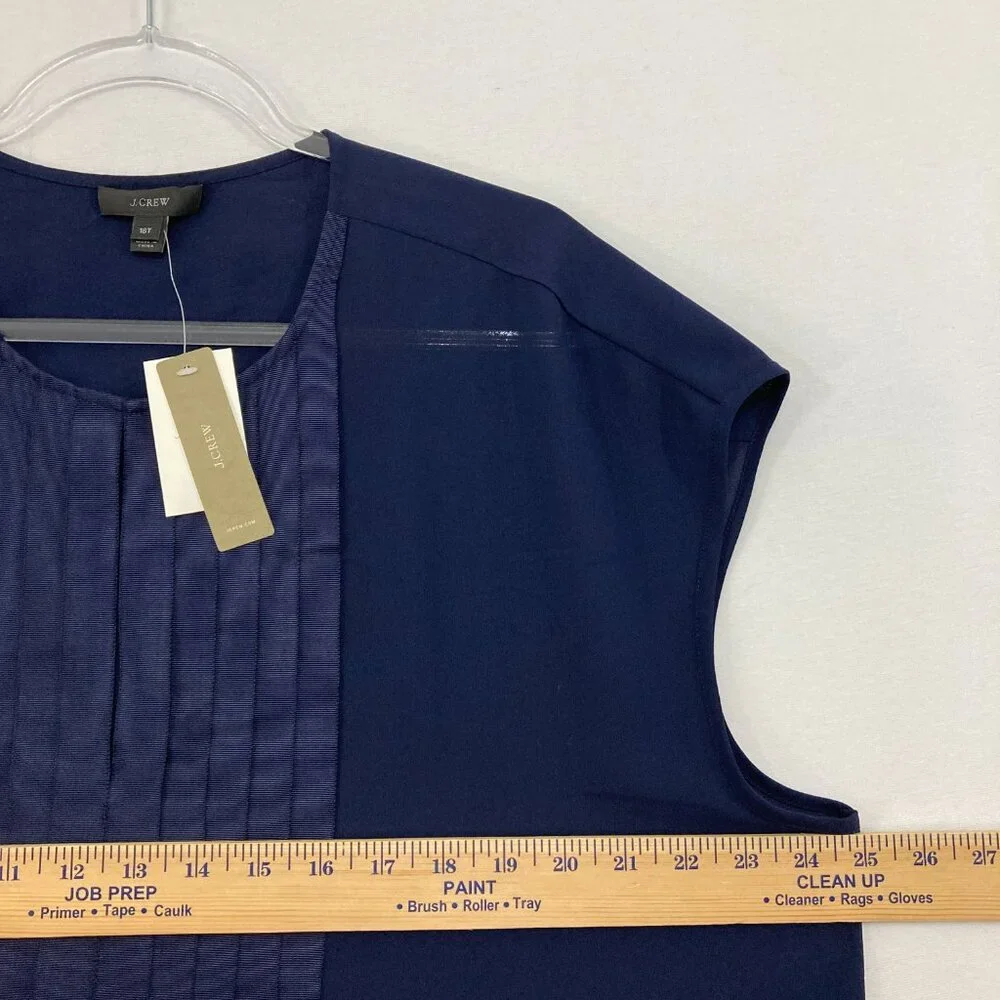 New J. Crew‎ size 16 Tall Navy Keyhole Grosgrain Ribbon Preppy Blouse Office - Picture 8 of 12